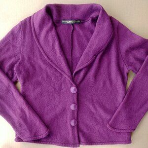 Heather Hansen Pender Island BC Medium Unique Purple Wool Blend Sweater Jacket